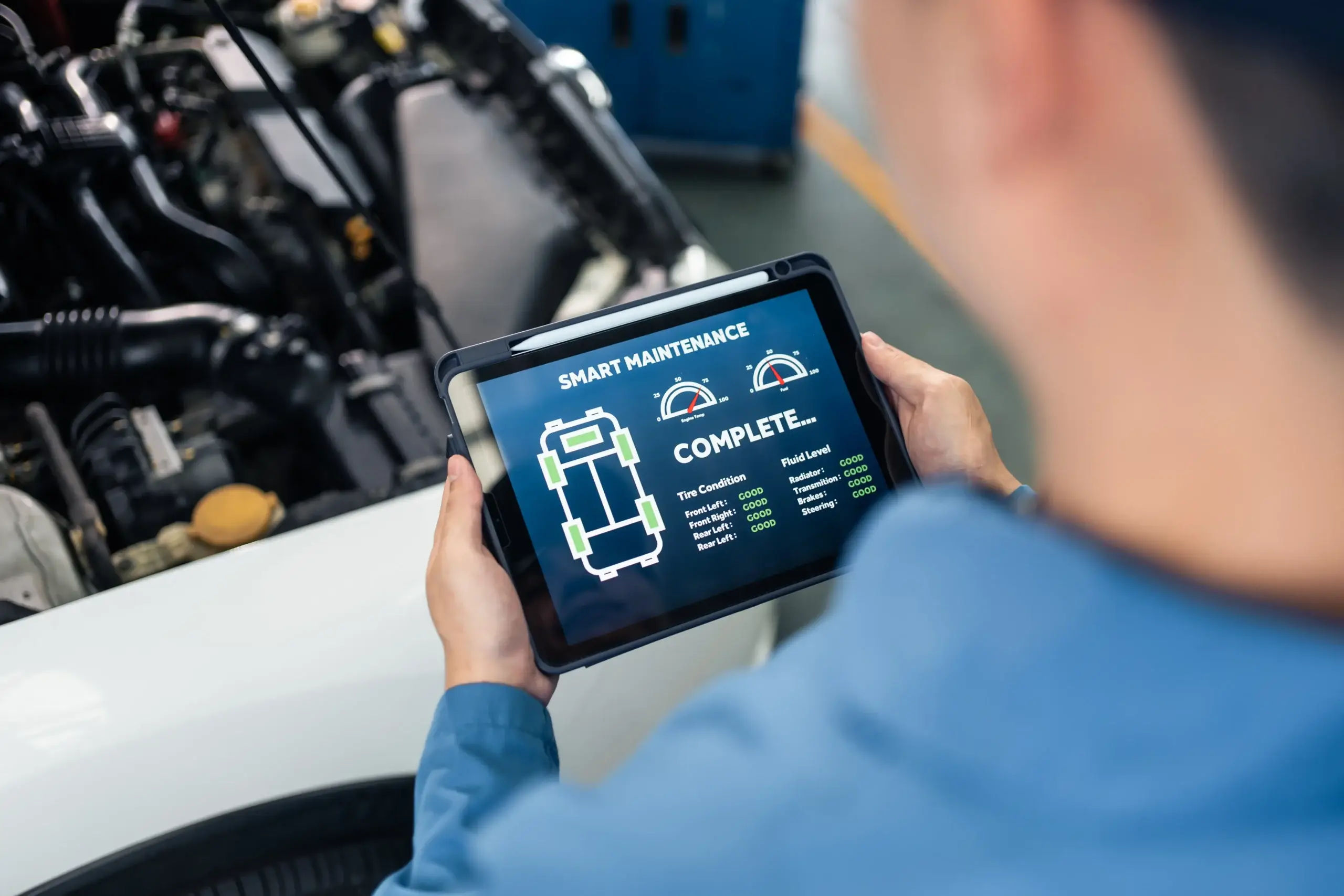 Automotive mechanic running vehicle diagnostics at Stoke Tuning Stoke-on-Trent