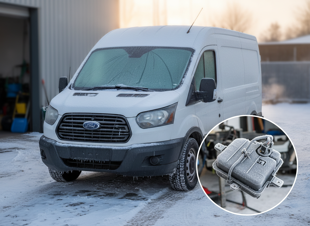Turbocharged diesel engine in a van ready for performance tuning