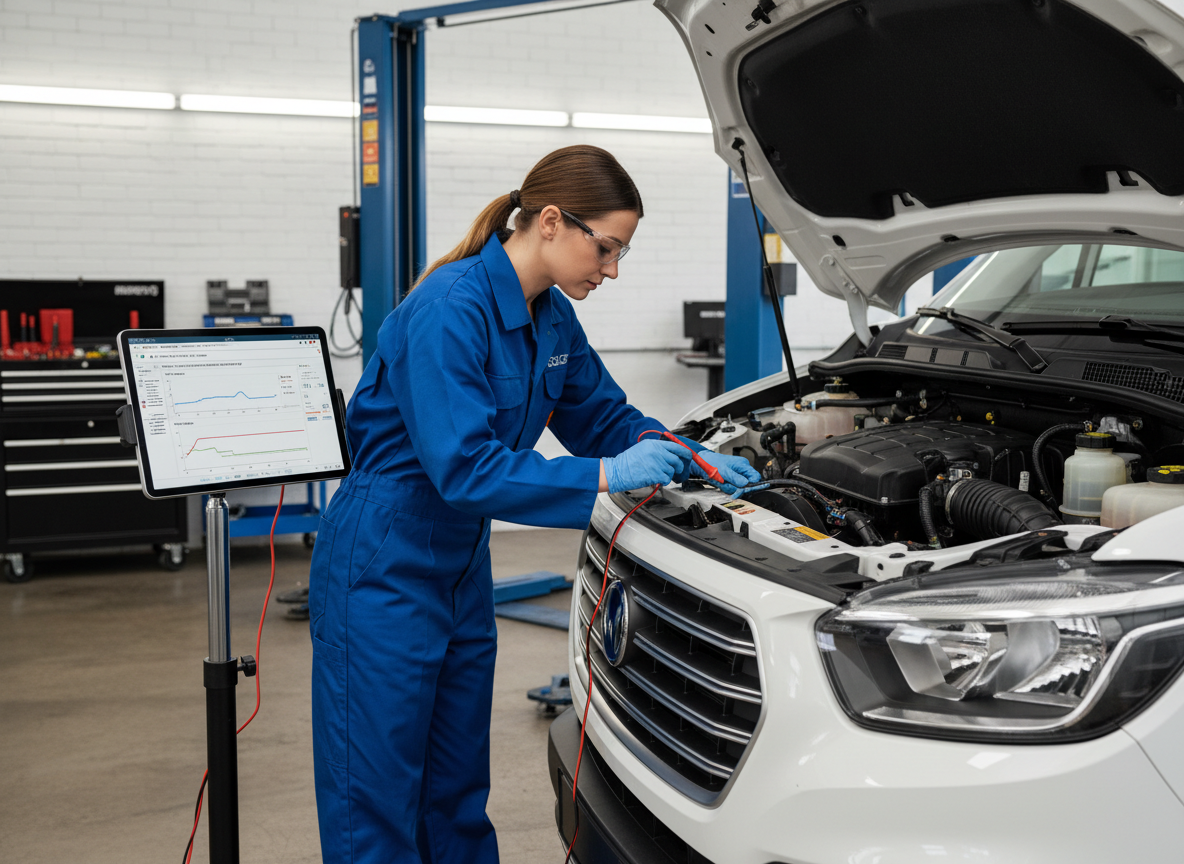 NOx sensor connected to diagnostic equipment during a vehicle remap