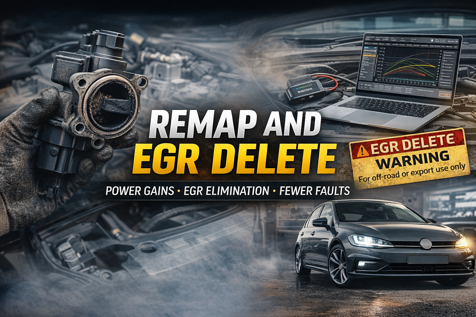 Diagram illustrating the remap and EGR delete process on a diesel engine